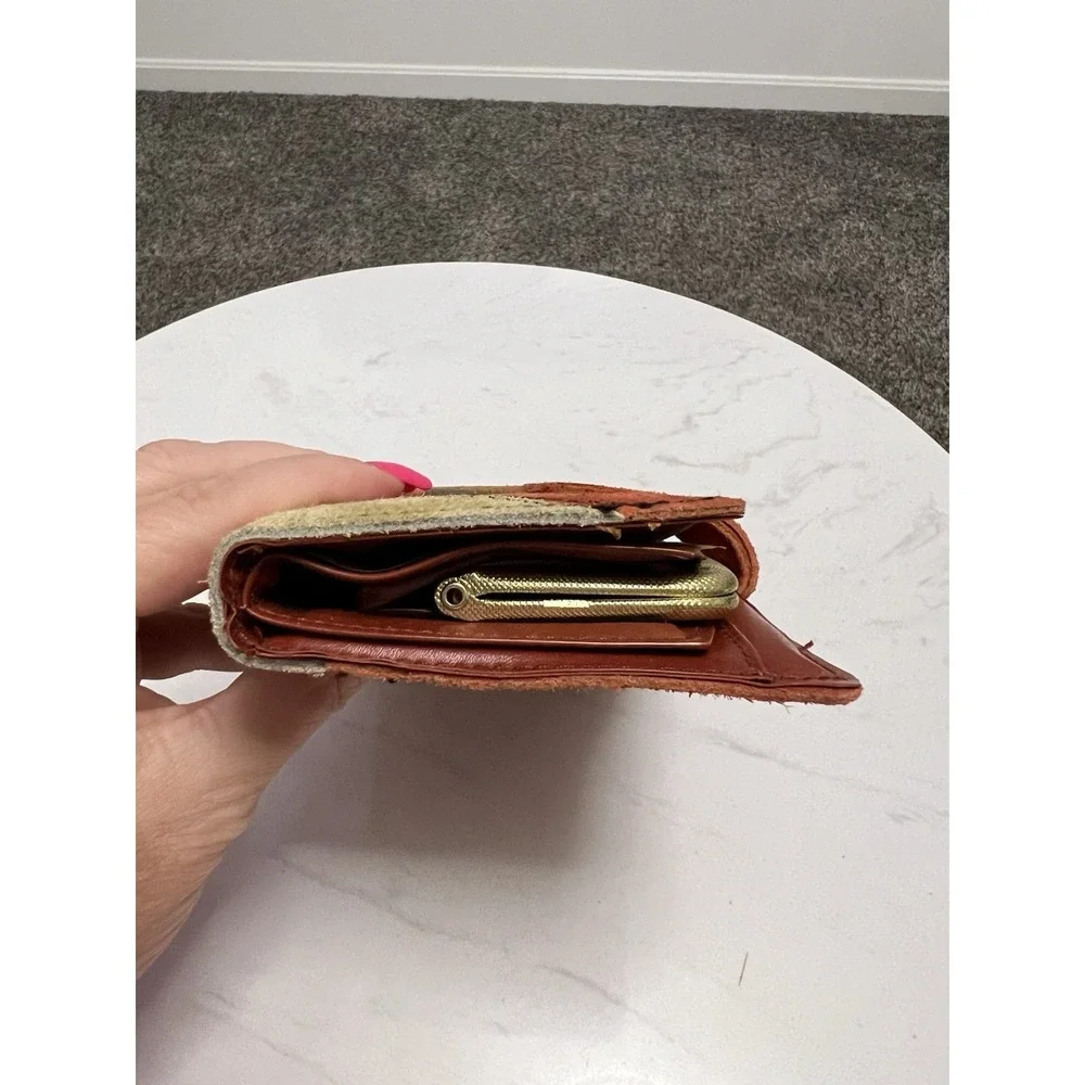 Vtg 1970s Patchwork Suede Leather Wallet‎ Organizer Boho Made in Hong Kong